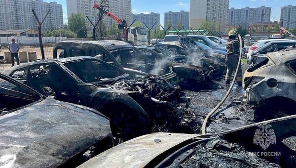Автомобили сгорели на штрафстоянке в Московской области